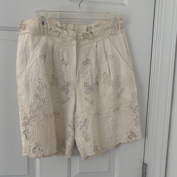 Yoana Baraschi Cream Lace High Waist Shorts matches jacket